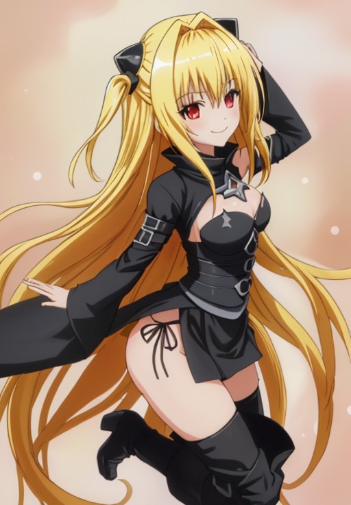 <lora:ToLOVERu:0.6>,YamiGoldenDarkness,smile,dynamic pose,