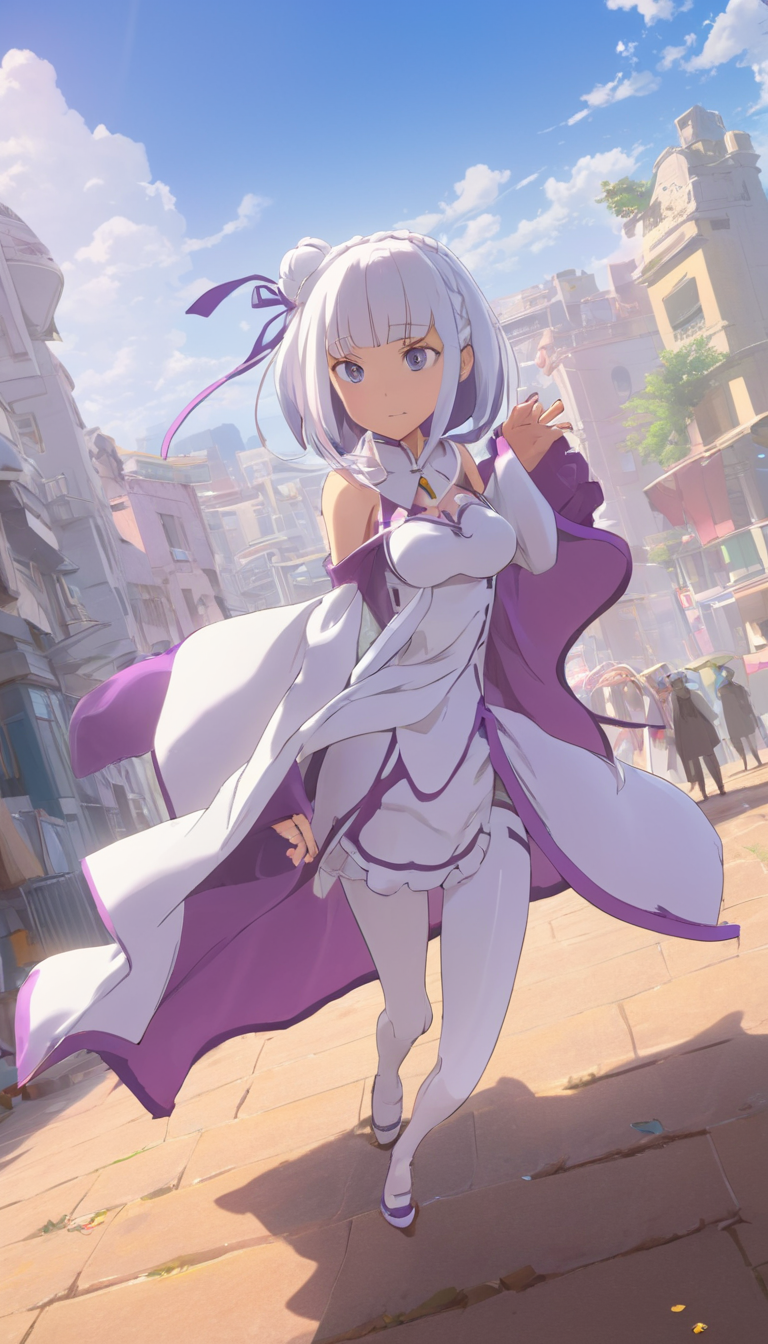 Cinematic scene, hero view, solo, Emilia, Re:Zero <lora:emilia:1>, action pose, detailed background, masterpiece, best quality, high quality, absurdres, (Studio ghibli style, Art by Hayao Miyazaki:1.2), Anime Style, Manga Style, Hand drawn, cinematic, Sharp focus, humorous illustration, big depth of field, Masterpiece, concept art, trending on artstation, Vivid colors, Simplified style, trending on ArtStation, trending on CGSociety, Intricate, Vibrant colors, Soft Shading, Simplistic Features, Sharp Angles, Playful