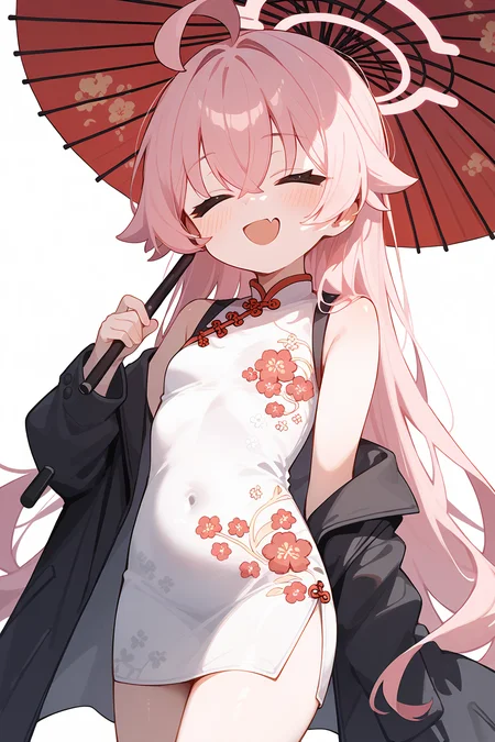 (score_9,score_8_up,score_7_up),<lora:hoshino (blue archive)-v1:1>,hoshino (blue archive),1girl,umbrella,solo,china dress,pink hair,chinese clothes,halo,long hair,ahoge,fang,closed eyes,dress,oil-paper umbrella,holding umbrella,holding,jacket,smile,blush,hair between eyes,white background,open mouth,skin fang,simple background,bangs,floral print,sleeveless,very long hair,small breasts,black jacket,white dress,alternate costume,sleeveless dress,
good feet,anime,NSFW,expressive,amazing quality,ultra hd 32k,
