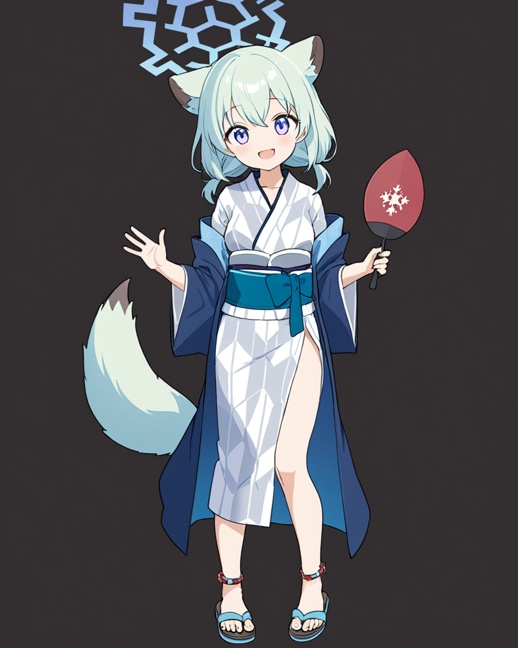 shigure \(blue archive\),1girl, yukata, halo, solo, sandals, tail, hand_fan, yagasuri, official_alternate_costume, full_body, holding, asa_no_ha_\(pattern\), looking_at_viewer, obi, anklet, smile, open_mouth, alternate_costume, seigaiha
<lora:shigure_(blue_archive)_image979_2023-11-28-000015:1>halo. gorgeous,key visual, vibrant, studio anime,award-winning, professional, highly detailed,high budget, cinemascope