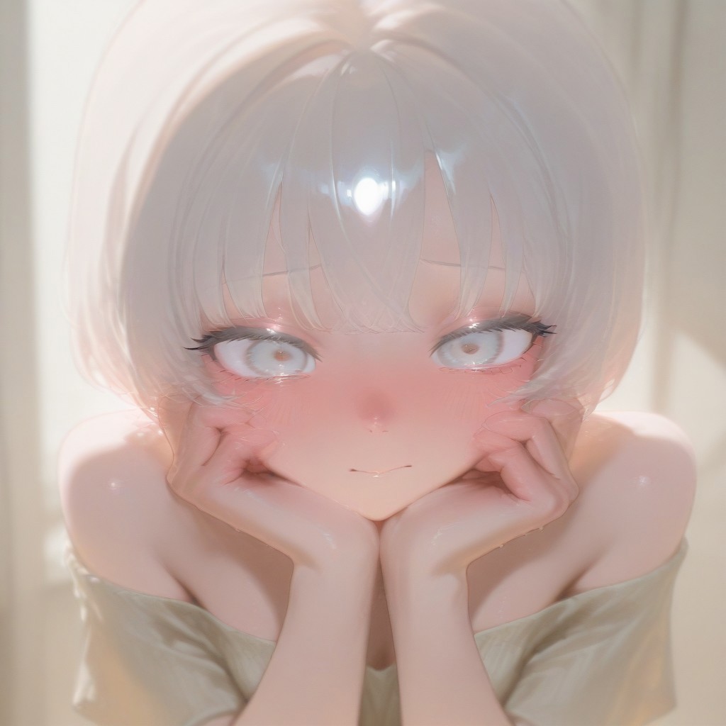 1girl, bob cut, solo, blush