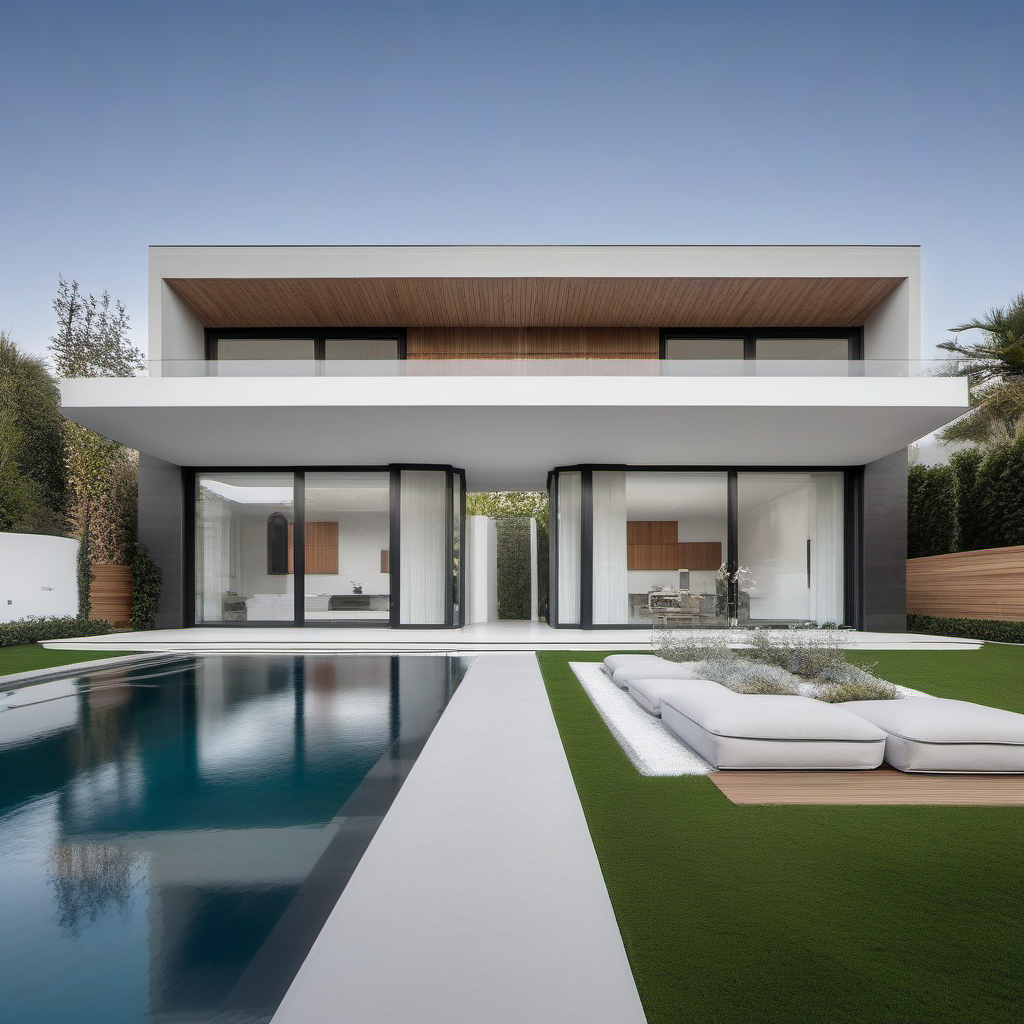 a photo of GDMEXTXL modern house exterior, <lora:gdmextxl-256-40-0032-000004:0.50> , photograph, photography, perfect, master quality, professional photoshoot, award winning photographer, calming symmetry, symmetrical