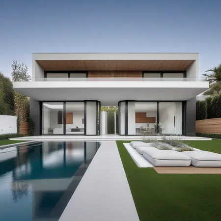 a photo of GDMEXTXL modern house exterior, <lora:gdmextxl-256-40-0032-000004:0.50> , photograph, photography, perfect, master quality, professional photoshoot, award winning photographer, calming symmetry, symmetrical