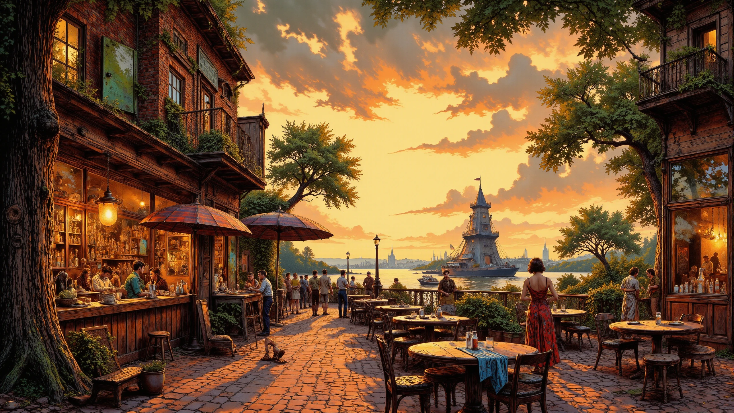 cafe beautiful  landscape, golden hour, woman, very intricate, very detailed, sharp, bright, colorful, <lora:Hand v2:0.5> <lora:Anti-Blur:1><lora:Insane Detail Slider:0.25>  <lora:flux.1_lora_flyway_Epic-detail_v2:0.3> <lora:fluxenhancer:0.25> <lora:fluxenhancer:0.25> <lora:Adventure_Comic_Book:0.8>
