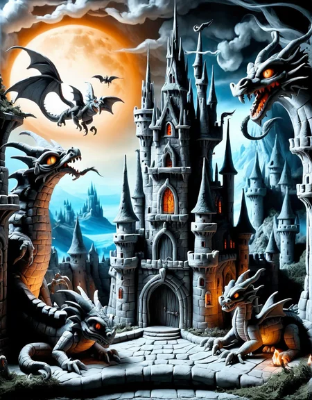 ais-drkclymtn fantasy castle with friendly dragons <lora:ais-drkclymtn-sdxl:1>