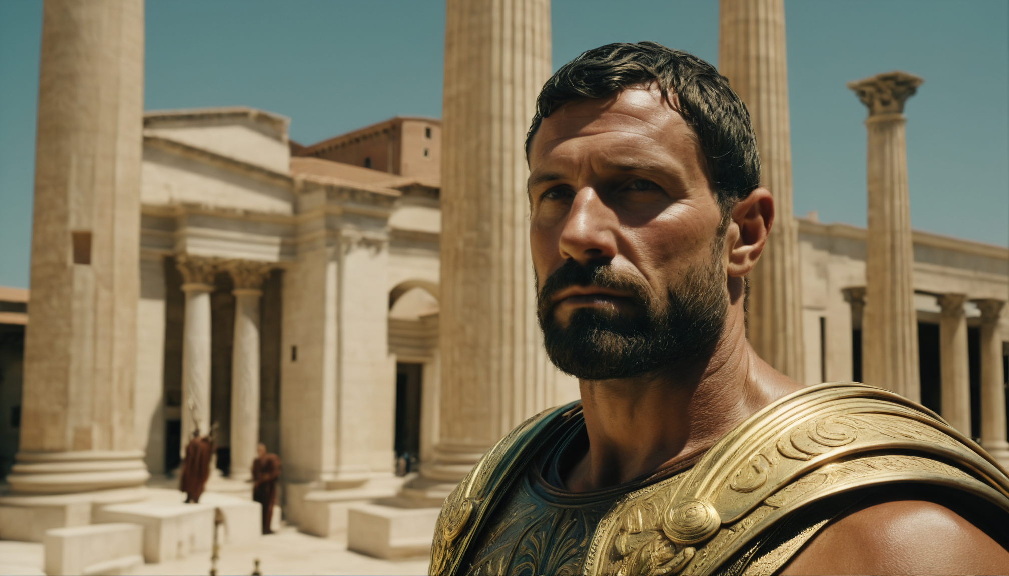 cinematic film still (Raw Photo:1.3) of (Ultra detailed:1.3) a roman man