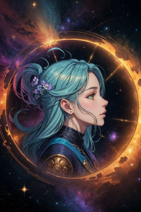 beautiful, linework, (outlines:1.05), shadows, <lora:detail_slider_v4:1.0>, <lora:realistic:0.4>, <lora:tangbohu-line_1.0:0.3>, <lora:colorify:0.3>,
<lora:GoodHands-beta2:0.8>,
from side, side view,
(1man,  old  male:1.2),   amber eyes, graying hair, long hair, 
(style-swirlmagic:0.7), portrait, solo, upper body, looking away, detailed background, detailed face, ((space_style:0.7), cosmic outer space theme:1.1) (glowing eyes:1.05), dimensional weaver, zodiac, horoscope, at peace, occult, gemini,   symbolism, astral energy,  bright colorful lights,   bloom, transcendence, floating particles, cosmic dust, backlighting, cosmic space background,  ethereal atmosphere,