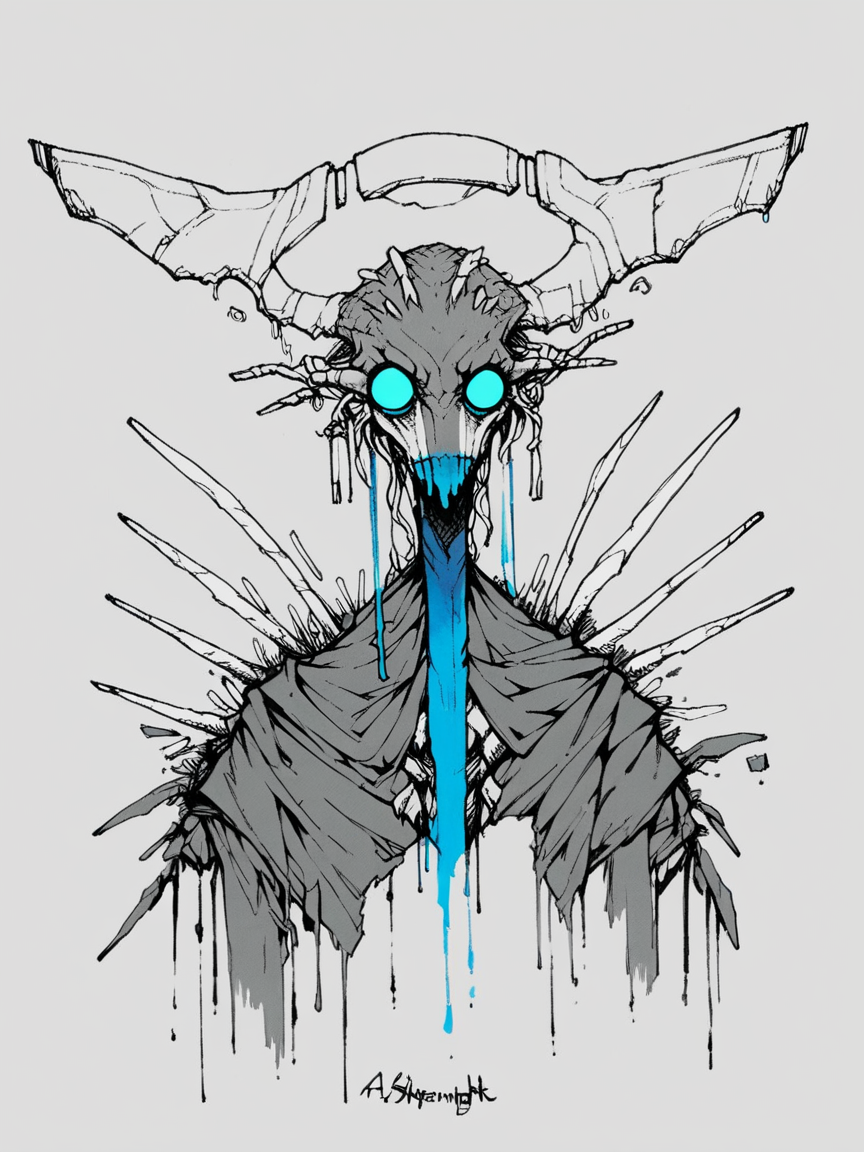 score_9, score_8_up, score_7_up, score_6_up, score_5_up, score_4_up, 4sh1pwr1ght  <lora:4sh1pwr1ghtXLP:1> , alien, line art, blue blood