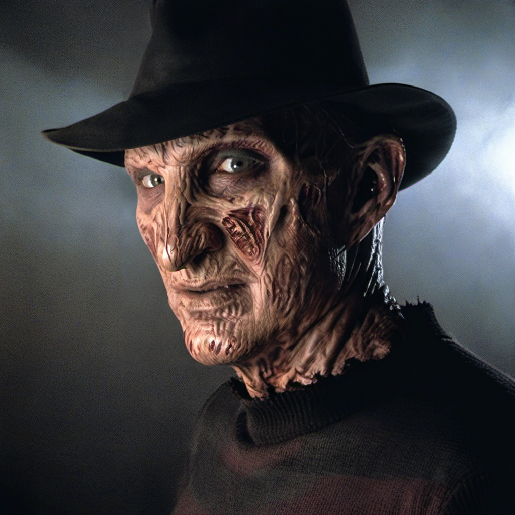 Horror-themed a man with a hat, close up face portrait <lora:FreddyKrueger1024:0.8> . Eerie, unsettling, dark, spooky, suspenseful, grim, highly detailed