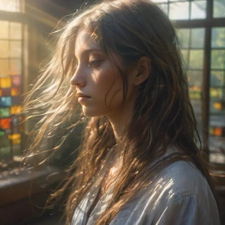 <lora:nwsj_xl_v2:0.5>,<lora:SDXL_Overlighting:1.5>,real world,(hyperrealism:1.1),(scales of extreme detail:1.3),best quality,
dingdall effect,1girl,fog,(sunlight exposure:1.3),(sunlight through the hair:1.3),long hair,sweat,(close-up:1.2),(look looking at viewer:1.3),(wound:1.2),scab,damage,(gorgeous colors:1.3),church,(colorful glass:1.2),holy light,cross,