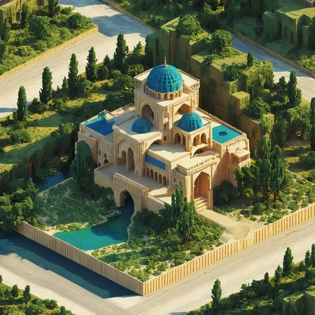 isometric style castle, desert, tilemapstyle, voxell, square, scenery,architecture, building, bush, city, cityscape, day, grass, house, letterboxed, no humans, outdoors, plant, road, scenery, street, tree <lora:TileMapStyle_v1:0.85> . vibrant, beautiful, crisp, detailed, ultra detailed, intricate