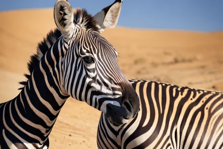 desert landscape (masterpiece, best quality:1.2), ultra-detailed, zebra standing, (realistic:1.5), <lora:EdobZebra_v1.0:0.8>
