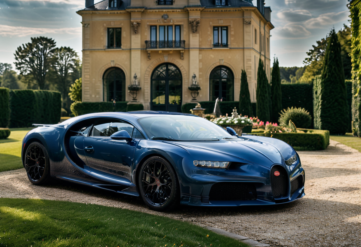 <lora:bugattich1r0n:1>,A ruby red, bugatti ch1r0n parked outdoors in front of a majestic French château. The car, with its glossy metallic blue exterior and sleek black accents, is perfectly positioned on a cobblestone driveway leading to the château. The château features classic French architecture with large arched windows, intricate stonework, and tall, elegant towers. The setting is bathed in soft golden sunlight, creating a warm and luxurious atmosphere. Surrounding the château are neatly trimmed gardens, fountains, and lush greenery, enhancing the sense of grandeur. The scene combines automotive excellence with historical elegance."
<lora:SDXLFaeTastic2400:0.4> <lora:extremely_detailed:0.4> extremely detailed, Masterpiece,best quality,hi res,8k,hi res,8k,award winning,(sharp focus, intricate, highly detailed),