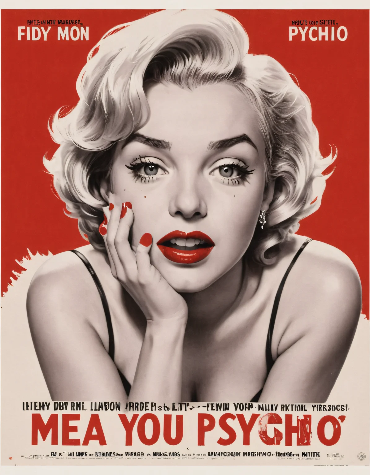 marylin monroe, classic movie poster, big letter, movie (psycho)