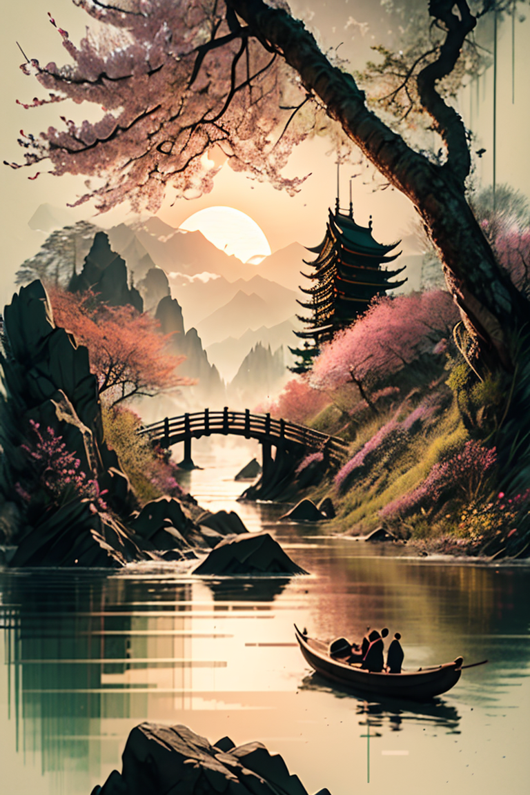 <lora:Calligraphy-ink-style-darquelilly-v1:1> calligraphyinkstyle, a noble stunning dragon flying in the sky, sunrise, spring, volumetric lighting, sunrise reflected in the water, black background, peaceful atmosphere, detail colour is green, a cherry blossom tree just with closed flowers