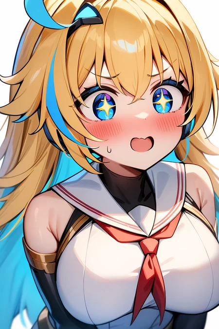 <lora:llmy>,(+ +:1.2),1girl,(blonde hair:1.2),streaked hair,blue hair,blue eyes,ahoge,long hair,1girl,+_+,, masterpiece, best quality, very aesthetic, absurdres