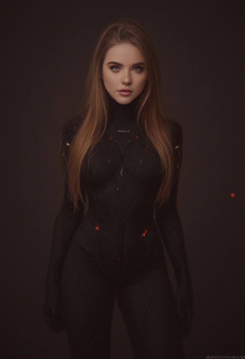 cg, a ginger woman wearing an impressive futuristic suit standing in an impressive, blond hair, ((alienship with turquoise and red lights)), Cinematic, high resolution, sharp focus, mystical, alien, science fiction, futuristic, dynamic style, CGI style, Cross processing color correction, perfect face, perfect eyes, realistic