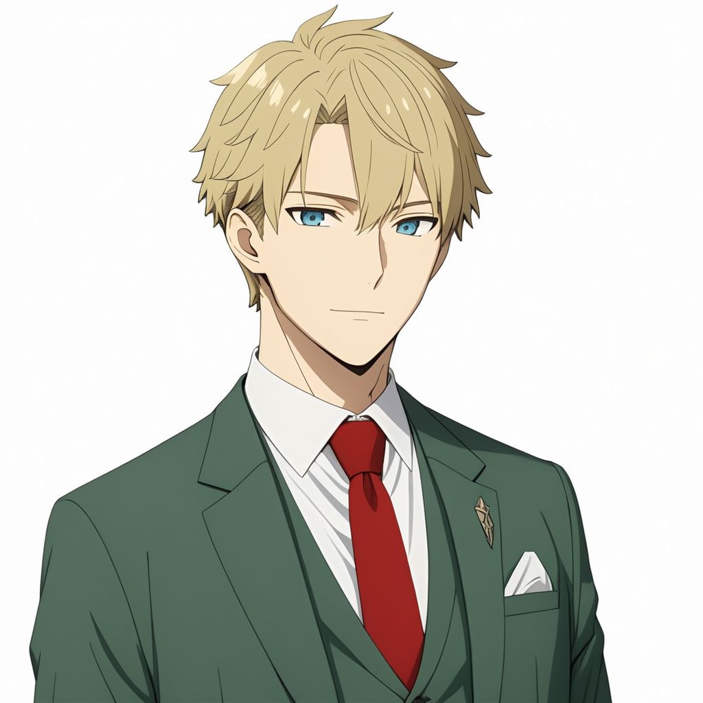 ASCII masterpiece, best quality, full body portrait, loid_forger, 1man, shirtless, slim lean body, detailed reflective light blue eyes, blonde hair, formal, suit, green jacket, collared shirt, red necktie, green vest, in front of a (plain white background: 1.2), 4k, 8k, intricate detail, soft lighting,