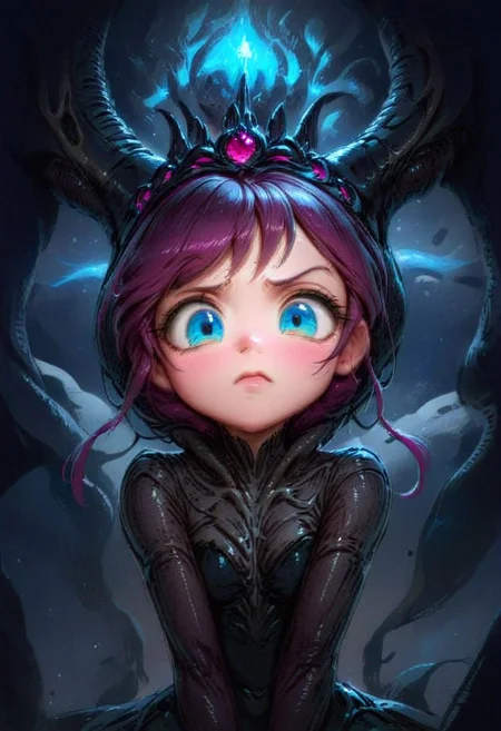 extremely cute xenomorph in space, disney princess, caric art, caricature, beautiful, adorable, 8k, hd, detailed, intricate details