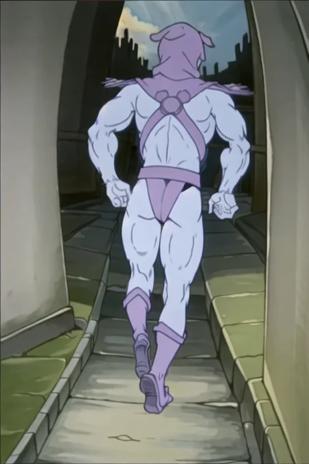 skeletor, from_behind, running, solo, city