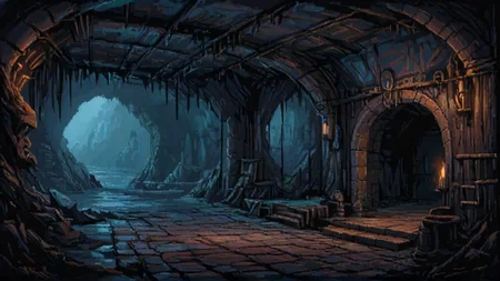 <lora:LCMTurboMix_Euler_A_fix:1> ((((<lora:CulturePunkAI_3:0.5>, vikingpunkai, norse viking))))  (Waterfront promenade) , deep underground, very dark, cavern, Juxtaposition composition,