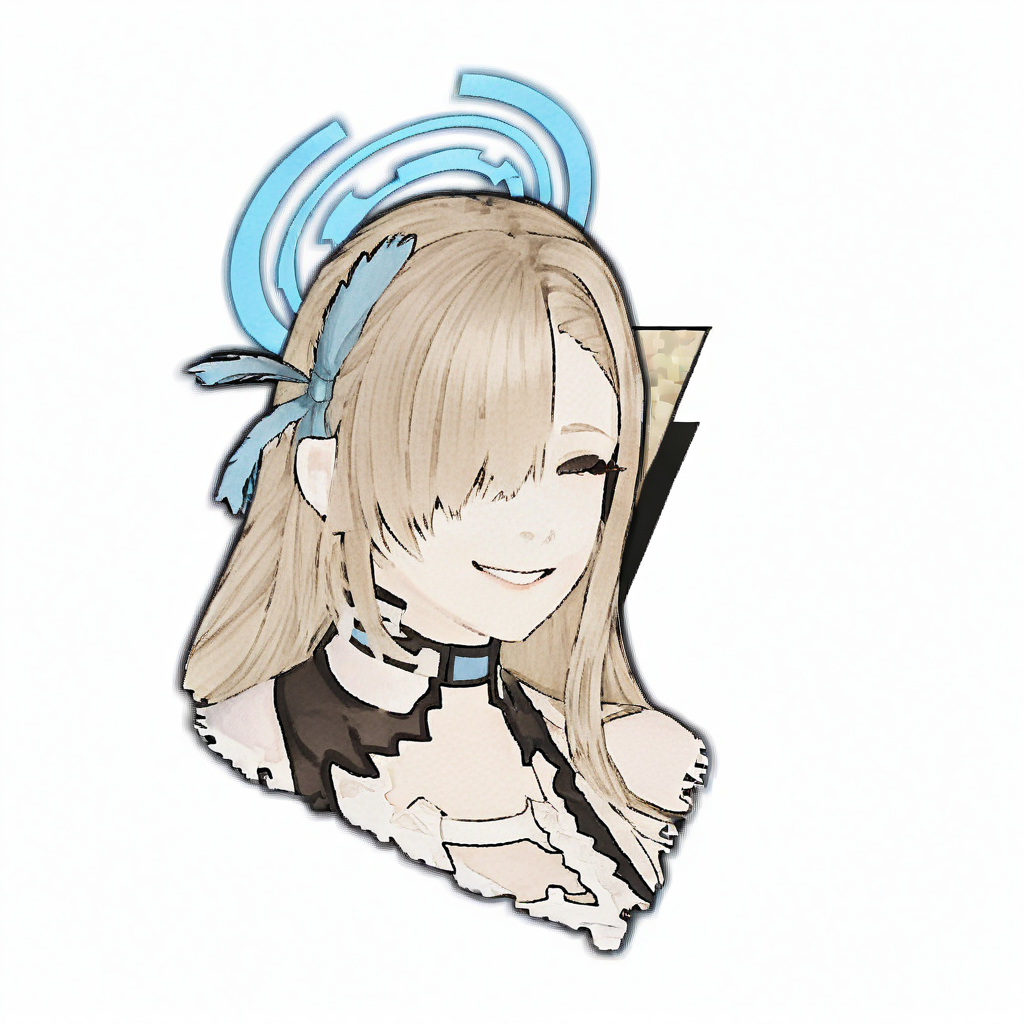 ffxiv battle talk portrait,simple background, white background, portrait,
asuna \(blue archive\), halo,
 <lora:kohaku_delta_style_ffxiv_battle_lora:1>