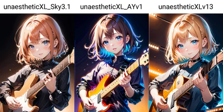 (anime:1.1) 1girl playing guitar,