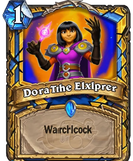 A photo of ((Dora the explorer)) warlock Hearthstone Card <lora:SDXL-HearthstoneCard-Lora:0.8>
