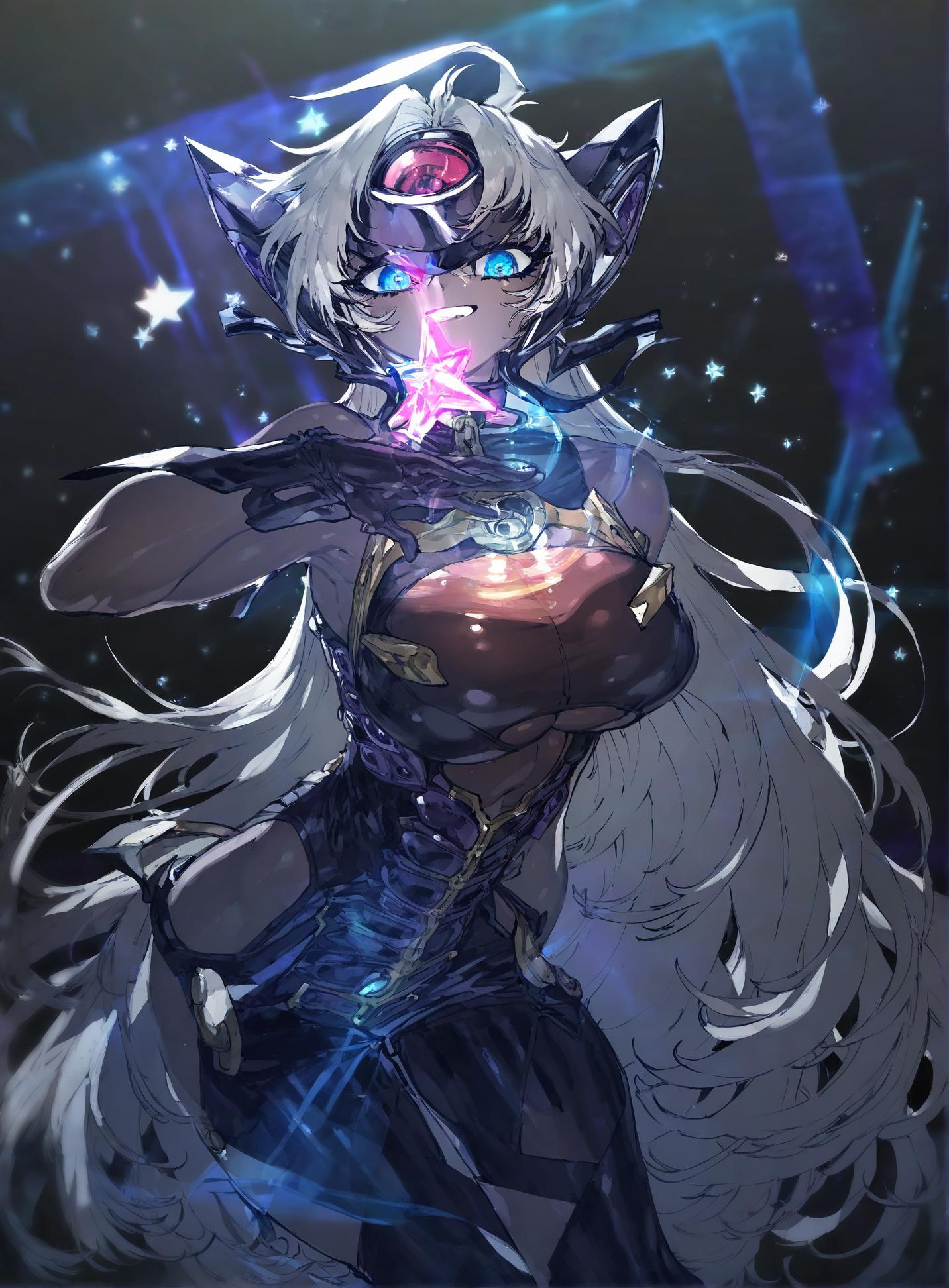 1girl ,t-elos, optical illusion, ssambatea, quasarcake, Fishine, negative space, see-through_body ,made of, tiny neon glass filaments, w0gf1l, Android, star, solo, glass skin, made of glass,neon light, detailed background, hand out frame,
<lora:illustrious_noobai_epsilon_pred_1_best_quality_v1:0.7> ,<lora:illustrious_noobai_epsilon_pred_1_masterpieces_v1:0.7>,  <lora:add_details_xl:0.7>,<lora:ponyv5_noobE11_1_adamW:.0.5>, <lora:World_of_Glass_Filament:1>
masterpiece, best quality, amazing quality, very aesthetic, absurdres, newest,