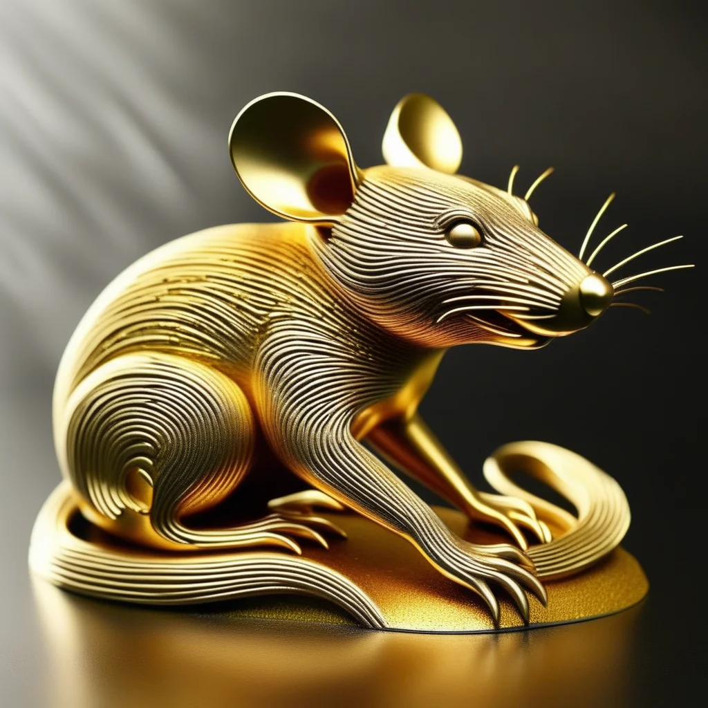 worx gold rat sculpture<lora:worx:1>