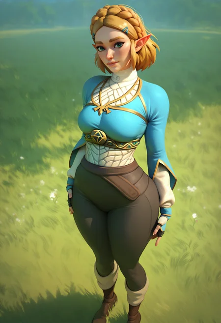 score_9, score_8_up, score_7_up, score_6_up, score_5_up, score_4_up, zelda \(the legend of zelda: breath of the wild\), standing in grass field looking at viewer, fully clothed <lora:PopogoriLycoXL:0.9>