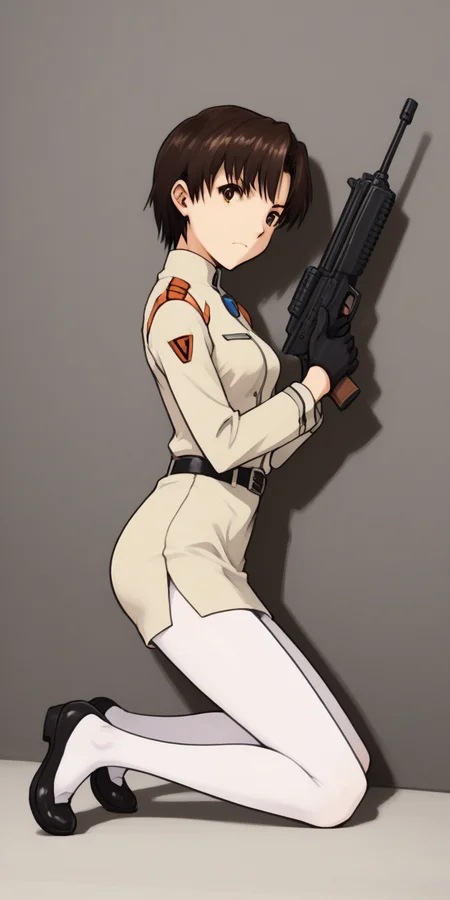 score_9, score_8_up, score_7_up,, source_anime,
1girl, solo, against bare wall, Kneeling, from side,
serious, holding big machinegun,
<lora:ibukimaya_01XLP:1>, ibukimaya, very short hair, brown hair, brown eyes,
eva_nerv uniform, pencil skirt, belt, white pantyhose