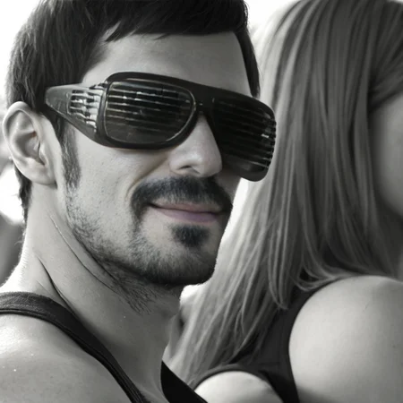 a man wearing shutter shades <lora:shutter_shades-000002:1>