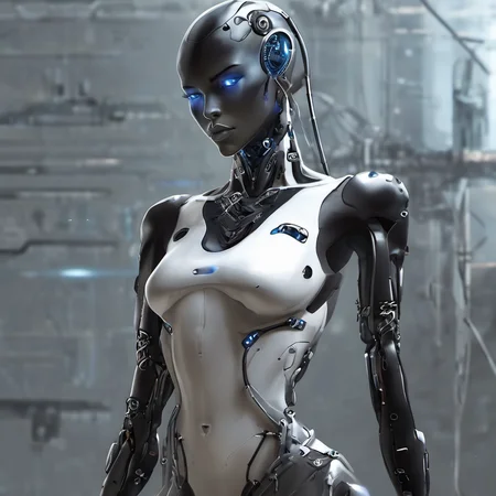 FUNDING,future,concept robot,black robot 1girl,solo,looking at viewer,blue eyes,jewelry,upper body,earrings,lips,science fiction,realistic,android,cable,cyborg,cyberpunk,<lora:FN_WeiLai-000005:1>,
