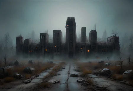 cityscape, scenic, landscape, buildings, lights, chrome, retro, neon sign, broken robot parts, contrasting colors, rust.
1 man, A retro-futuristic hunter wearing a jetpack stands in a barren wasteland of decaying building, scratched chrome jetpack flickering with dim, pulsating lights. Carrying a glowing data core, its once-smooth casing cracked and etched with corrosion. The explorer’s faded jumpsuit flutters in the dry, toxic wind as the data core’s flickering circuits cast eerie, shifting light across their determined face and the crumbling ruins around them. Jed-Rst, Rusty, detailed, realistic, cinematic, (dvr-lnds-sdxl), evi@decrepPunk,