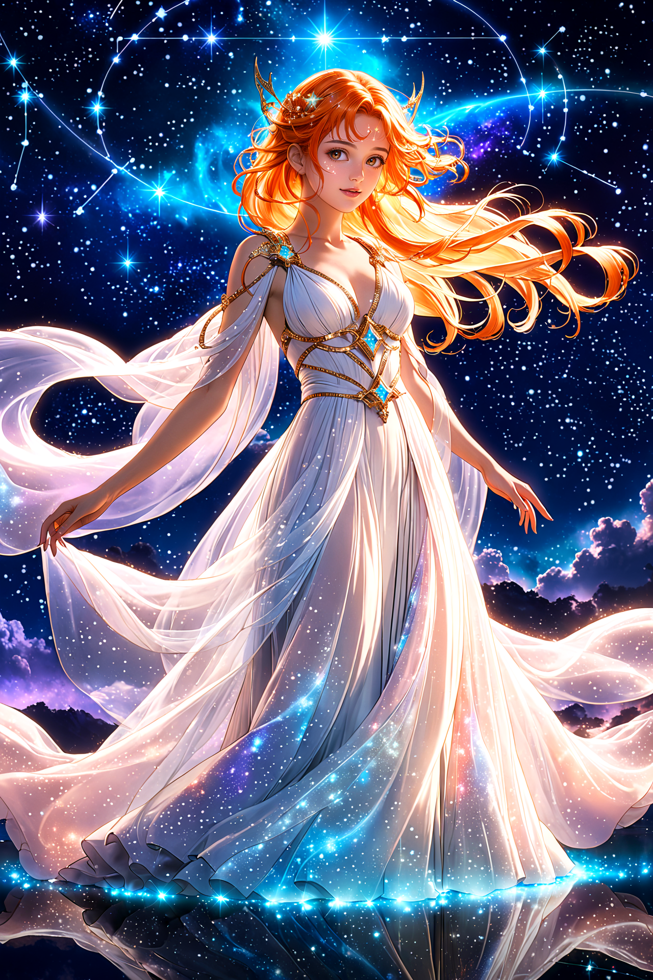 anime screencap,
anime style, night goddess, ethereal presence, luminous hair, stars and constellations, intricate robes, glowing accents, soft lighting, high contrast, vibrant colors, celestial theme, masterpiece, anime illustration, high resolution, magical atmosphere, elegant pose, fantasy anime, vibrant background, gown constellation print,
<lora:SDXLHighDetail_v5:1>, correct