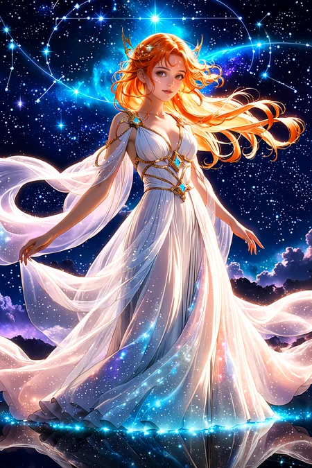 anime screencap,
anime style, night goddess, ethereal presence, luminous hair, stars and constellations, intricate robes, glowing accents, soft lighting, high contrast, vibrant colors, celestial theme, masterpiece, anime illustration, high resolution, magical atmosphere, elegant pose, fantasy anime, vibrant background, gown constellation print,
<lora:SDXLHighDetail_v5:1>, correct