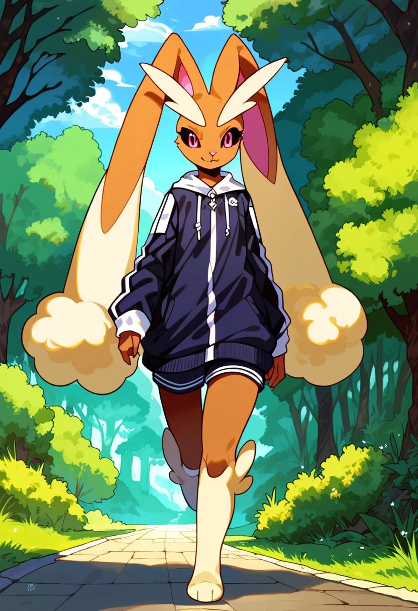 (rating_safe), score_9, score_8_up, score_7_up,
((best quality)), absurdres,
<lora:LopunnyPXL:1> lopunnypxl, anthro, 1girl, (solo),
full body, walking, meadow,
<lora:Smooth Anime Style LoRA XL:0.7> Smooth, Anime, <lora:Expressive_H:1> Expressiveh,
