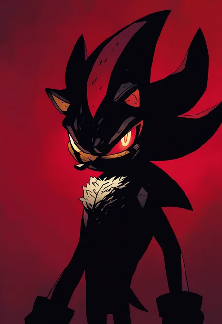 1boy, solo, shadow the hedgehog, glowing eyes, red theme, 
masterpiece, best quality, <lora:Mike_Mignola-guy90-Illust-Lycorisv1:1> alomik
