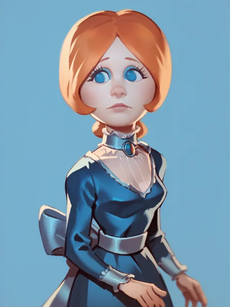 score_9, score_8_up, score_7_up, score_6_up, score_5_up, <lora:JessicaCXLP:1> jessicac, 1girl, solo, orange hair, blue eyes,, dress, portrait, white background,
