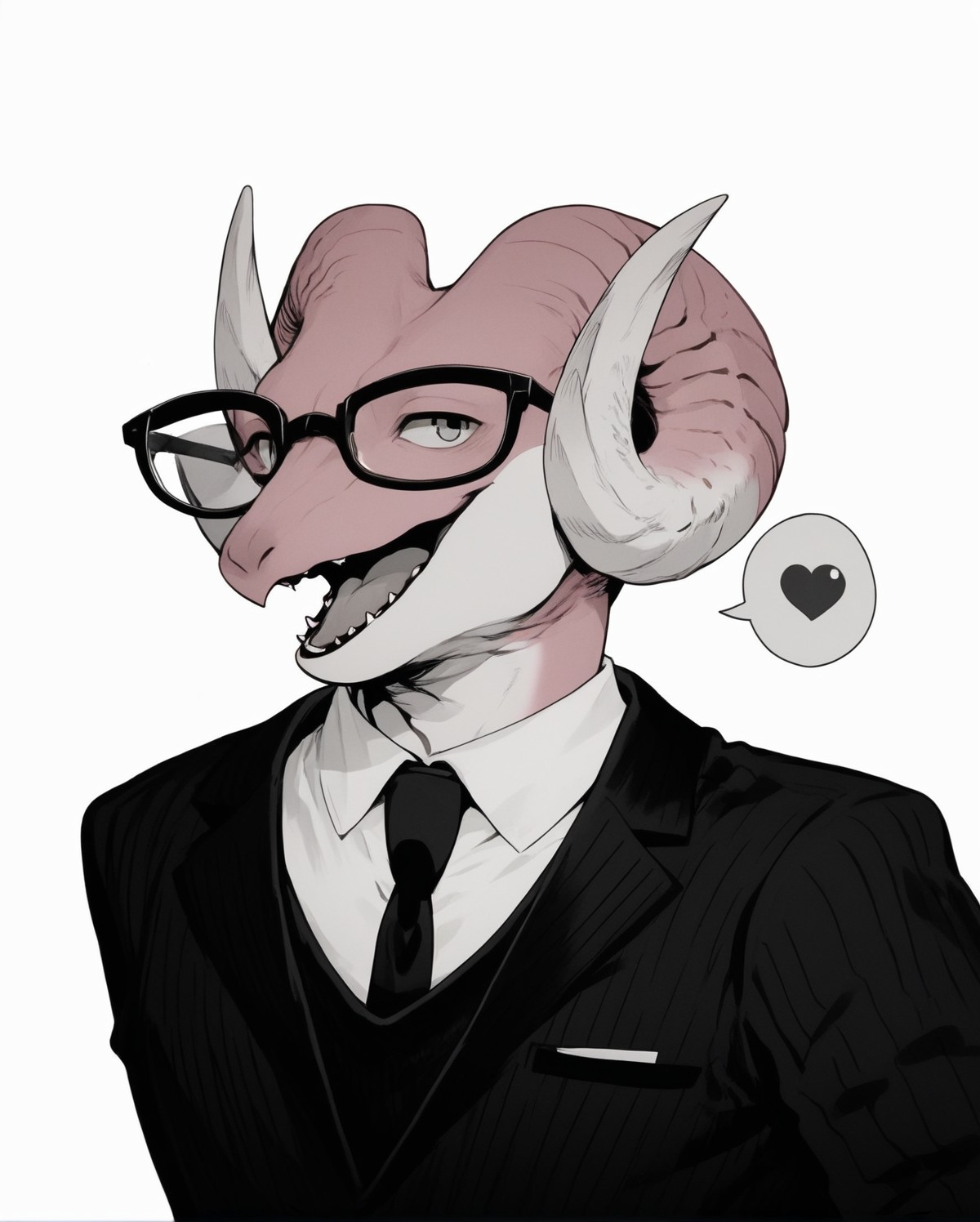 core_9, score_8_up, score_7_up, score_6_up, score_5_up, score_4_up,
(Masterpiece), (Best Quality), (Hi Res),
source_furry,
<1boy:1.5>,
<solo:1.5>,
<pink skin:1.5>,
<pink body:1.5>,
vincent_falnail, falchan, greyscale, monochrome, 1boy, blank speech bubble, male focus, solo, glasses, speech bubble, horns, furry male, furry, open mouth, teeth, simple background, white background,form,suit,tie,
<simple background:1.5>,
<white  background:1.5>,
<lora:Vincent_Falnail:1> vincent_falnail <lora:90s4n1m3XLP:1> 90s4n1m3, happy,
smile,
teeth,
tongue