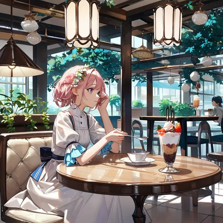 score_9, score_8_up, score_7_up, source_anime, source_cartoon,best quality, perfect anatomy , very aesthetic , absurdres ,
(mas parfait),
indoor, cafe, table, long spoon,
rating_safe, anime coloring style, <lora:parfait_3x3x3mixxl_sdxl:1>,