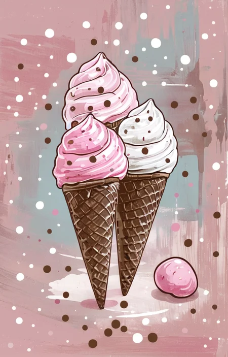masterpiece,best quality,<lora:tbh14-sdxl:0.9>,illustration,ice cream decaying peonies