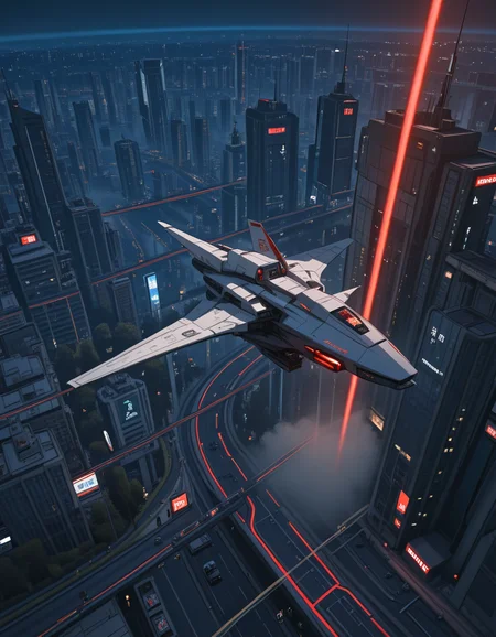 <lora:City_Worlds_01_Effects_illc:1> photo, ambiance, bokeh, buildings, city lights, citybkg, cyberpunk, day, dense moving fog on sideways, design buildings, detailed, elevated highway, epic scale, far above view, forest, futuristic, high buildings, illuminated, illuminated spaceship interior parts, kanji, light effects, many road levels, marble, mist, night, partial view of a huge planet in the far background, phot16, spaceship flying, spaceships closeup, street, street marking, street shop, streets, sunny, traffic, vegetation, vertical red light beam on building