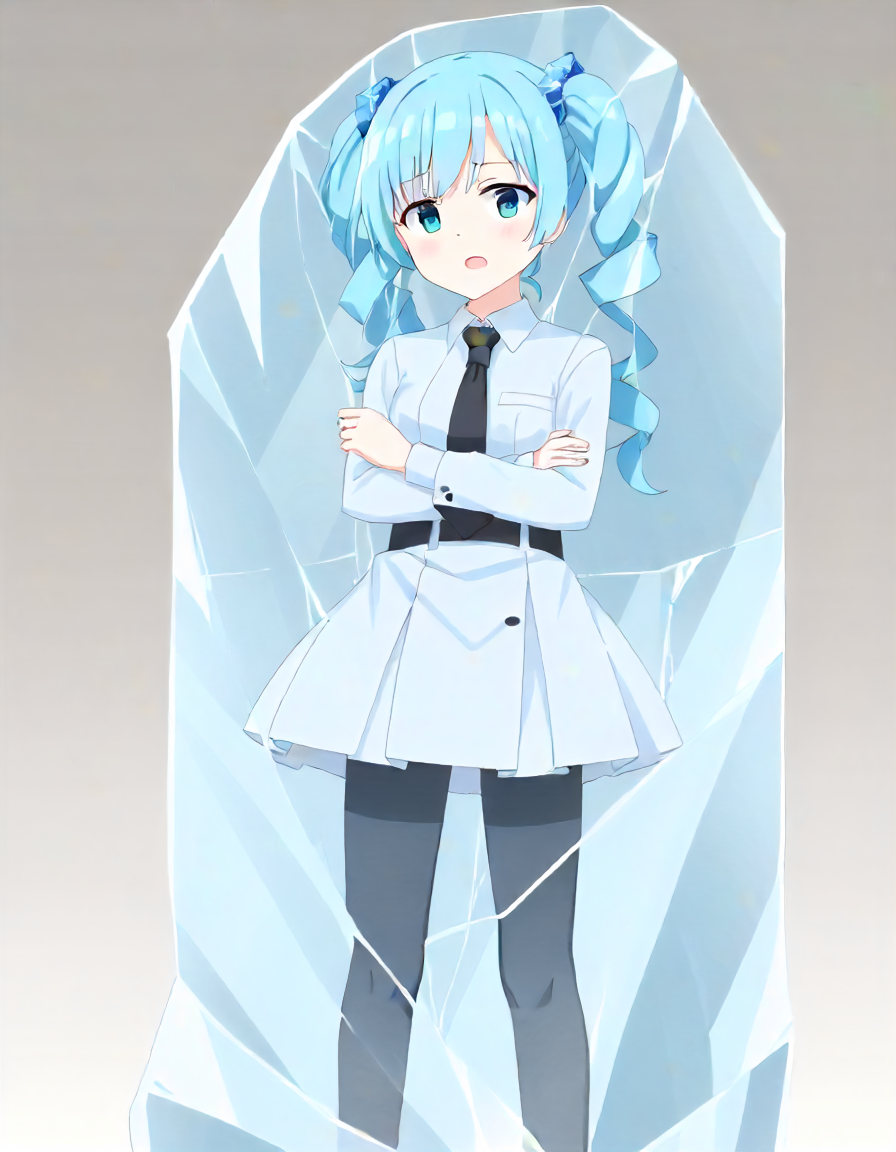 <lora:frozen_XL_pony_v1:1.3>frozen, 1girl, ice,transparent,, BREAK score_9, score_8_up, score_7_up, BREAK source_anime, rating_explicit, best quality, masterpiece, uncensored,<lora:sdxl_lightning_4step_lora:1>(clear eyes:1.2),clear art,zPDXLpg
