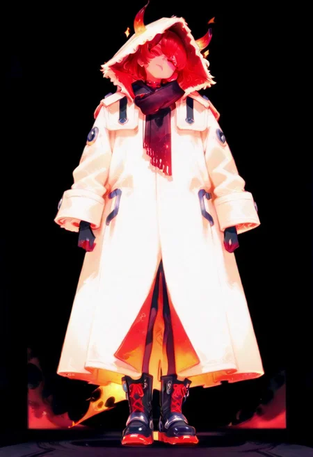 masterpiece, dark, full portrait, embed, 4k
female, age 18, standing, head tilt left, charge
Coat: A loose, baggy women's coat with a hood, in a deep violet or dark burgundy shade. The fabric has a soft but sturdy texture, giving it a slightly dramatic drape.
Scarf: A thick, dark scarf made of chunky, soft fiber (possibly wool or a similar material), wrapped over the coat to cover the neck for warmth and style.
Gloves: Half-finger gloves made of black fiber, slightly textured, giving a casual yet edgy feel.
Boots: Black gothic boots with chrome accents, such as metallic toecaps, buckles, or decorative studs. The boots are sturdy, slightly oversized, and lace-up to complement the overall look.
Silhouette: A slightly oversized and relaxed aesthetic, with baggy elements contributing to a cozy, mysterious vibe.
neon eyes
