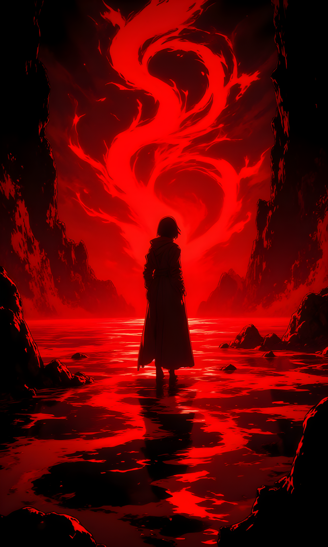 A haunting, surreal tableau that evokes a sense of mystery and unease. At its center stands a solitary figure, their silhouette stark against the swirling crimson backdrop. The scene is enveloped in darkness, with the only light emanating from the vibrant, pulsating red that dominates the frame. This red appears to be liquid, rippling and churning like a vortex, creating an almost hypnotic effect as it spirals outward from the point where the figure stands.
The figure is cloaked in shadow, their features obscured by the deep blackness that engulfs them. They are dressed in what seems to be a long coat or robe, which drapes over their form, adding to the enigmatic quality of their presence. Their posture is upright yet still, as if they are frozen in time, standing at the heart of this infernal spectacle. The lack of detail in their appearance heightens the sense of anonymity, making them both relatable and distant, as though they could be anyoneâor no one at all.
The red liquid beneath their feet is not merely a surface but seems to have depth, as if the figure is standing on the edge of an abyss. The swirling patterns create a sense of movement, as though the red is alive, drawing the viewerâs gaze inward toward the figure. The colors are intense, ranging from deep maroon to fiery orange, each shade blending seamlessly into the next, creating a gradient that feels almost organic. The texture of the liquid is mesmerizing, with ripples and waves that suggest a turbulent energy, as if the very fabric of reality is being pulled apart around the central figure.
The overall atmosphere is one of foreboding and intrigue. The darkness surrounding the edges of the image amplifies the isolation of the figure, making them appear as though they are suspended in a void. The red, while visually striking, carries an ominous undertone, hinting at danger, bloodshed, or some other primal force. It is as if the figure has stumbled upon a portal to another realm, one filled with chaos and unknown perils.
The composition of the image is masterful, with the symmetry of the swirling red leading the eye directly to the silhouette of the person. There is a palpable tension in the scene, as though something significant is about to unfoldâa revelation, a confrontation, or perhaps a descent into the abyss itself. The absence of any additional context or detail leaves the viewer to fill in the blanks, inviting speculation about the identity of the figure, the nature of the red liquid, and the purpose of their journey into this unsettling landscape.
In this single frame, there is a story waiting to be told, a narrative of exploration, fear, and discovery. It is a moment frozen in time, capturing the essence of human vulnerability amidst the vast, unknowable forces of the universe.
j_art, anime, anime art, <lora:FLUX\jul\J_Anime:0.7>, <lora:FLUX\RealAnime:0.7>