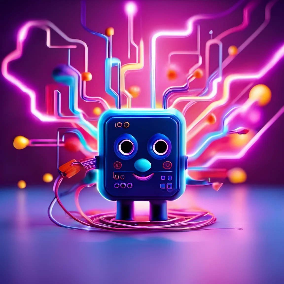 iccircuitart,electric dark blue theme<lora:iccircuitart:1>, 3D toy, standing character, tiny, cute, soft lighting, pastel colors, skottie young, blender, pop surrealism, pbr