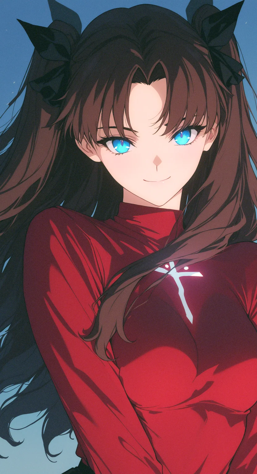 masterpiece, best quality, good quality, very awa, newest, highres, absurdres, Tohsaka Rin \(fate/stay night\), 1girl, solo, long hair, blue eyes, black ribbon, brown hair, parted bangs, two side up,hair ribbon, medium breasts, shirt, long sleeves,
Affectionate, cute, light smile, facing viewer, looking at viewer, wind,
upper body, dynamic Angle, xxx667_illu, glowing, melanch0ly, retro anime, 1990s <lora:illustriousXL_stabilizer_v1.23:0.3> <lora:NOOB_vp1_detailer_by_volnovik_v1:0.3> <lora:ponyv6_noobE11_2_adamW-000017:0.3> <lora:XXX667:0.7> <lora:MelancholyAnime:0.8>