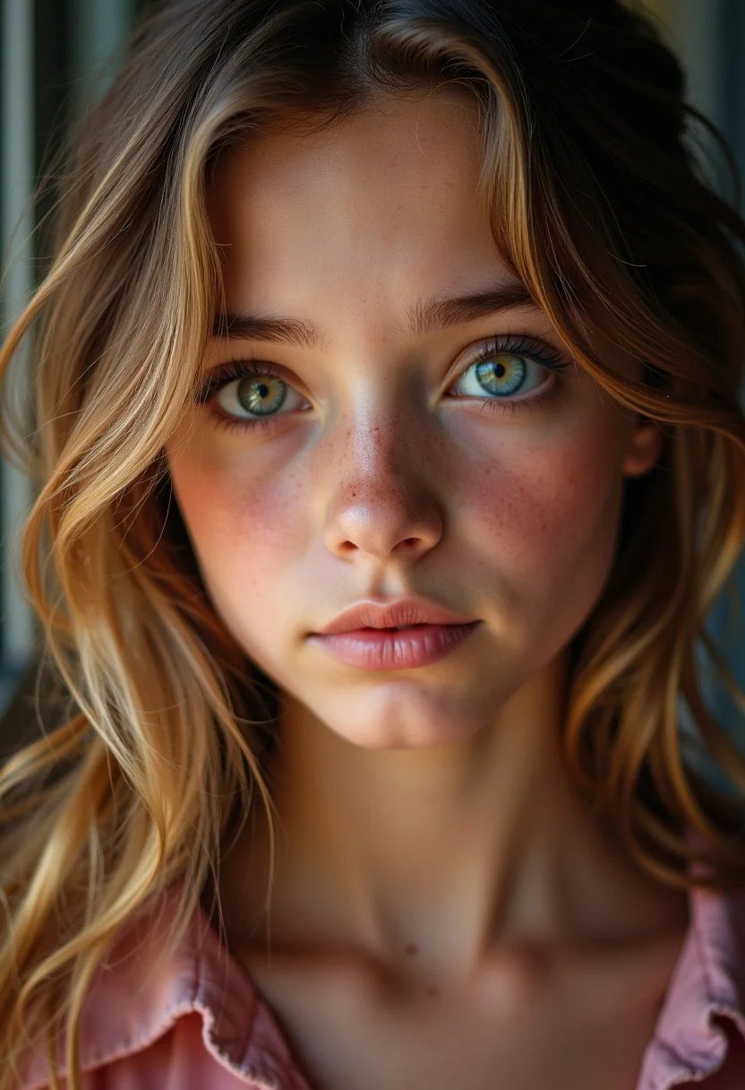 A stunning teenage girl with large captivating eyes